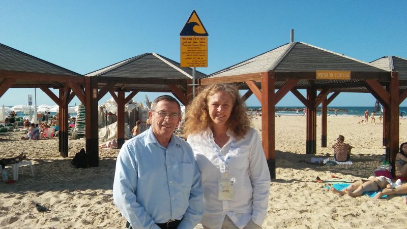 Tsunami warning signs along Israel's coast, initiated by Dr. Beverly Goodman and Brigadier General Bezalel Traiber 